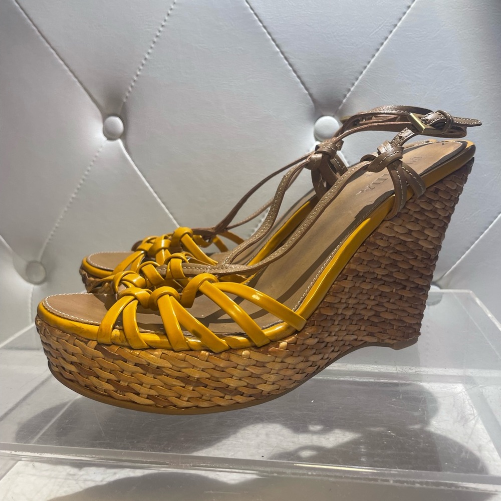 PRADA woven wedge strappy open toe sandals sz 39 made in Italy - Picture 4 of 15